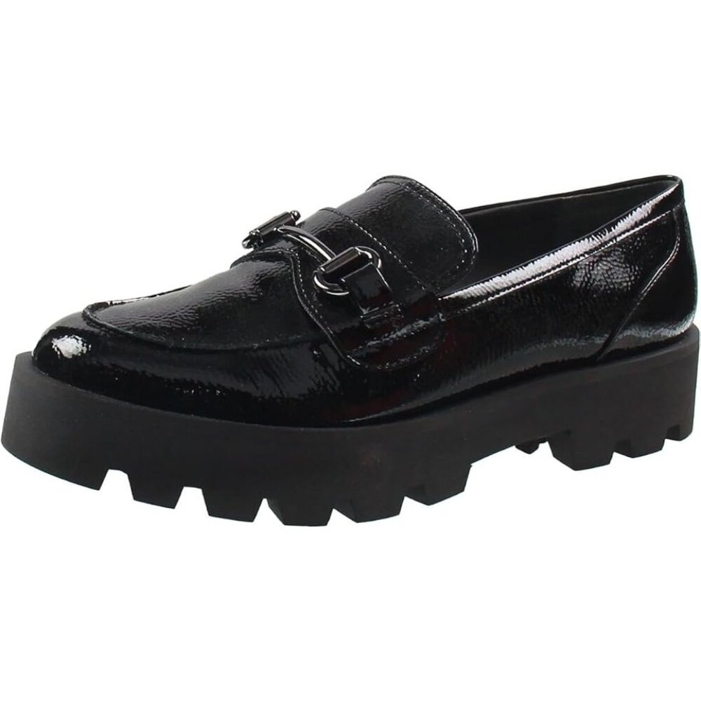 FRANCO SARTO Womens Sz 10M Bergamot Black Patent Lug Sole Platform Loafer Shoes - Picture 6 of 12